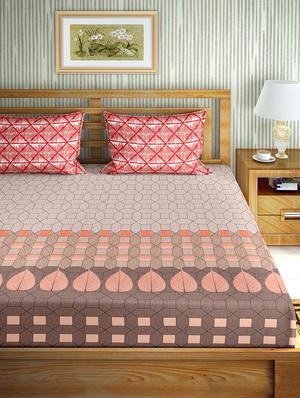 the oscar collection double bedsheet set super king size 180 tc cotton brown colour - 17554440 - Standard Image - 2