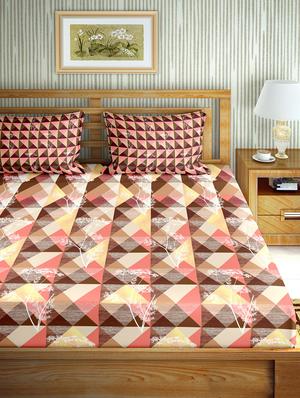 the oscar collection double bedsheet set super king size 180 tc cotton brown colour - 17554441 - Standard Image - 2
