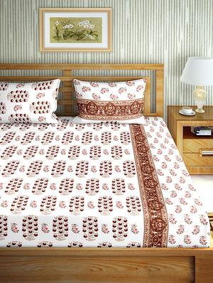 the oscar collection double bedsheet set super king size 180 tc cotton brown colour - 17554446 - Standard Image - 2