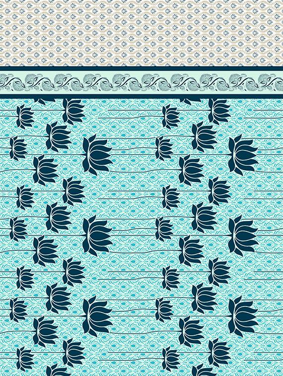 the oscar collection double bedsheet set super king size 180 tc cotton blue colour - 17554448 - Zoom Image - 3
