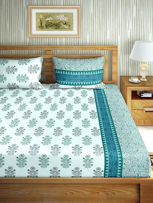 the oscar collection double bedsheet set super king size 180 tc cotton blue colour - 17554454 - Standard Image - 2