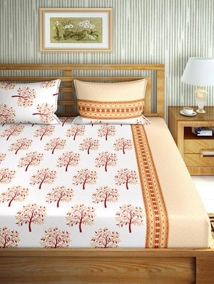 the oscar collection double bedsheet set super king size 180 tc cotton orange colour - 17554457 - Standard Image - 2