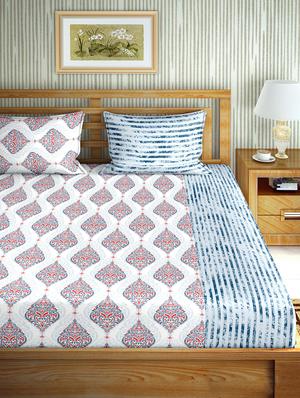 the oscar collection double bedsheet set super king size 180 tc cotton blue colour - 17554465 - Standard Image - 2