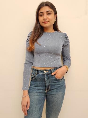 grey party wear top - 17554863 - Standard Image - 1