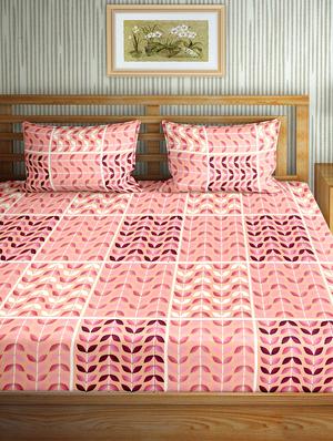 mysterious double bedsheet set king size 180 tc cotton peach colour - 17555571 - Standard Image - 2