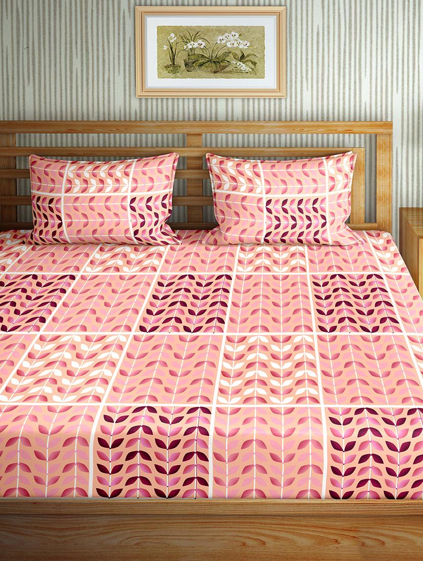 mysterious double bedsheet set king size 180 tc cotton peach colour - 17555571 - Zoom Image - 2