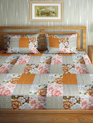 mysterious double bedsheet set king size 180 tc cotton orange colour - 17555580 - Standard Image - 2