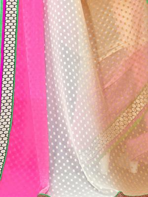 lace bordered printed saree with blouse - 17555647 - Standard Image - 4