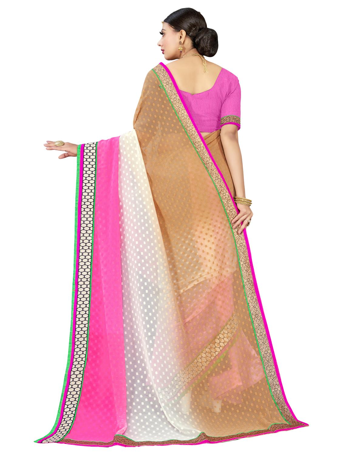 lace bordered printed saree with blouse - 17555647 - Zoom Image - 2