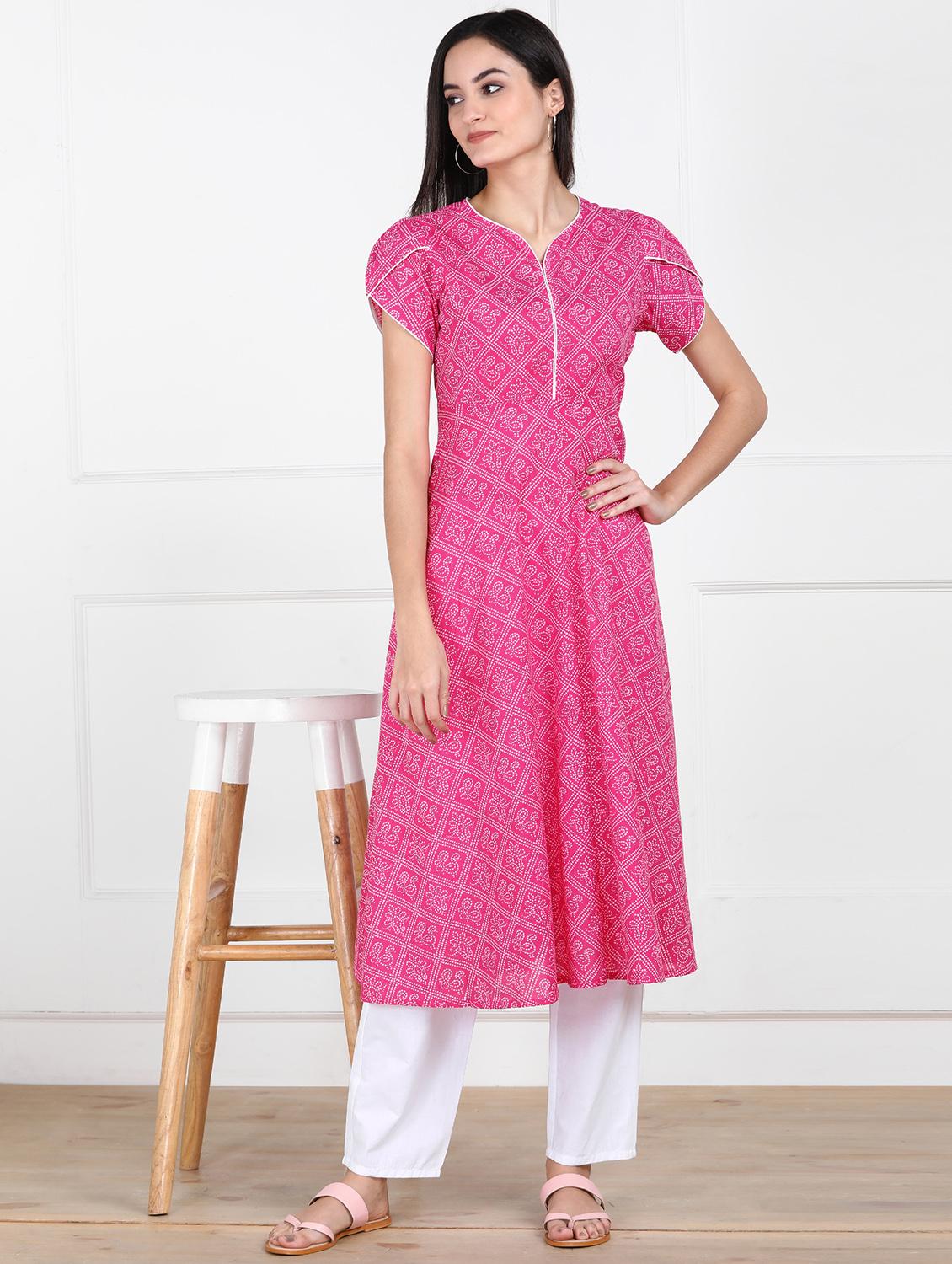 bandhani anarkali kurta - 17555771 - Zoom Image - 1