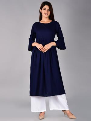 solid flared kurta - 17556490 - Standard Image - 3