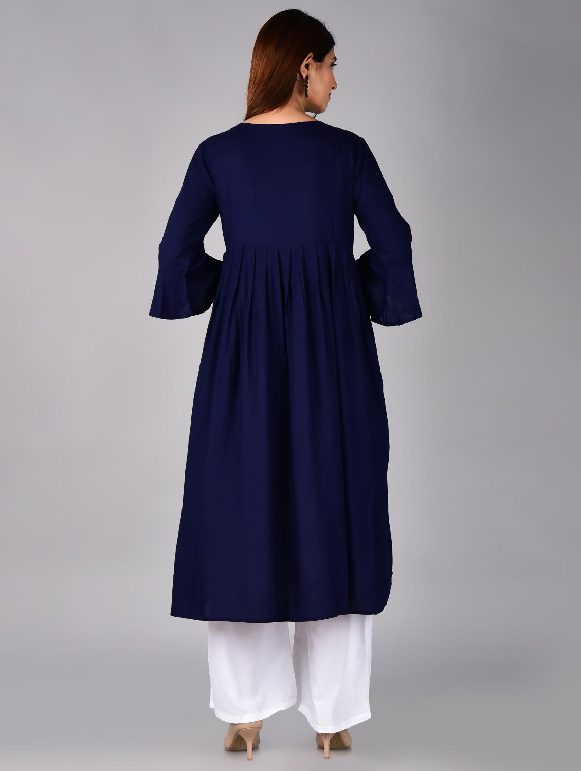 solid flared kurta - 17556490 - Zoom Image - 4