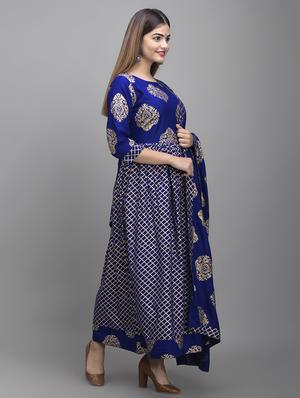 blue rayon anarkali kurta - 17556515 - Standard Image - 2