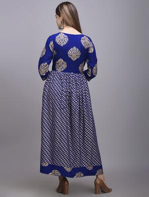 blue rayon anarkali kurta - 17556515 - Standard Image - 3