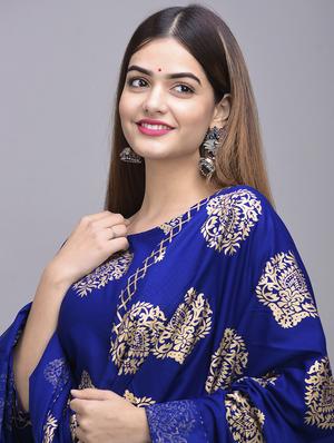 blue rayon anarkali kurta - 17556515 - Standard Image - 4