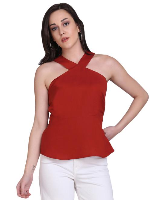 x-line neck solid top - 17556662 - Standard Image - 1