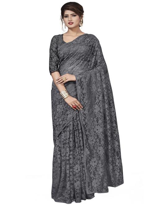 solid jamdani saree with blouse - 17556833 - Very Small Image - 1