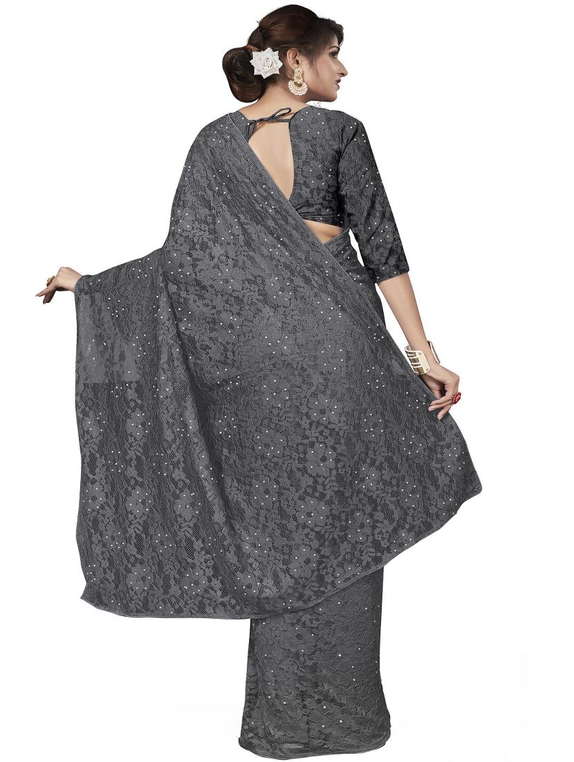 solid jamdani saree with blouse - 17556833 - Zoom Image - 2