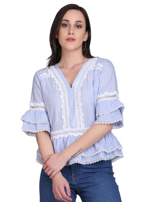 bell sleeved lace detail top - 17556891 - Standard Image - 1
