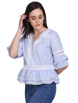 bell sleeved lace detail top - 17556891 - Standard Image - 2