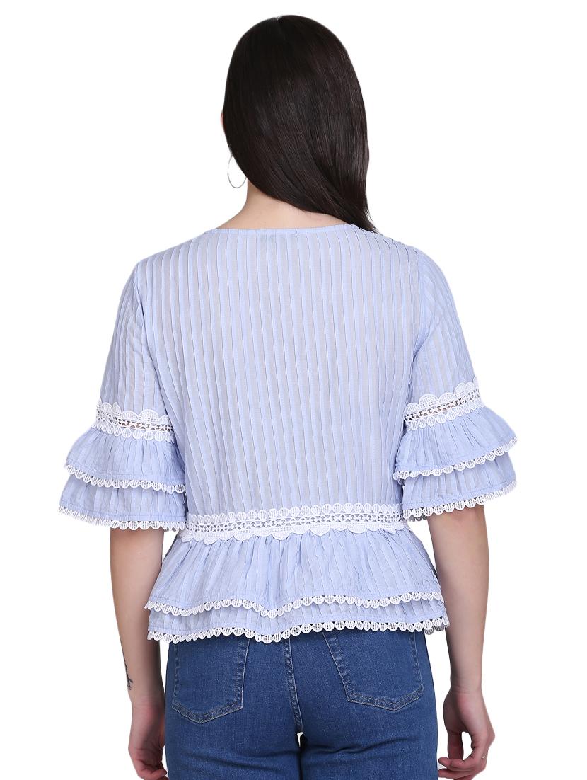 bell sleeved lace detail top - 17556891 - Zoom Image - 3