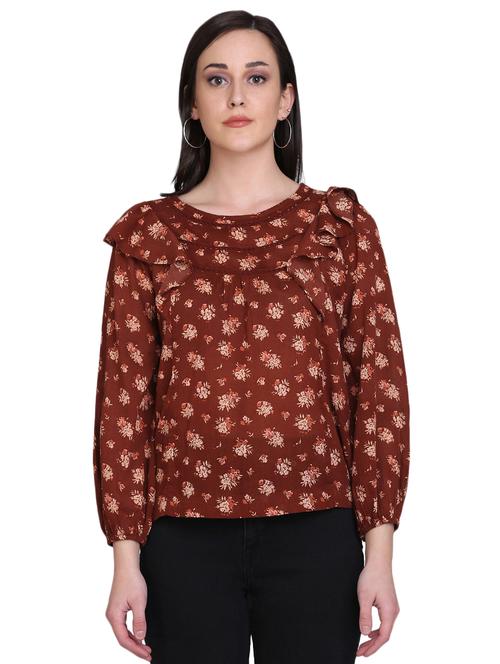 round neck floral top - 17556893 - Standard Image - 1
