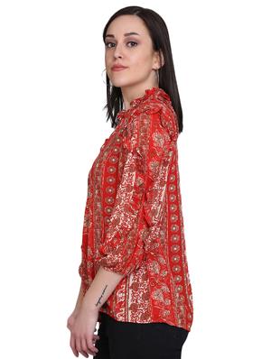 tie up neck printed top - 17556894 - Standard Image - 2