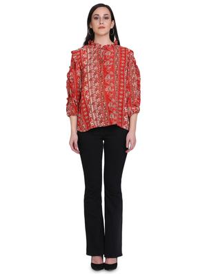 tie up neck printed top - 17556894 - Standard Image - 4