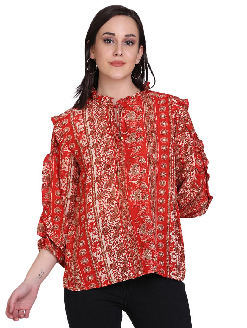 tie up neck printed top - 17556894 - Zoom Image - 1