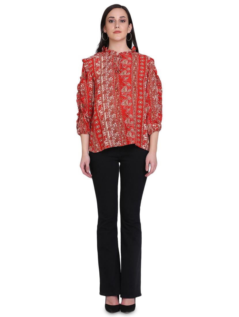 tie up neck printed top - 17556894 - Zoom Image - 4