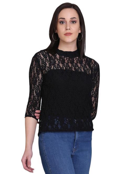 mock neck laced top - 17556895 - Standard Image - 1