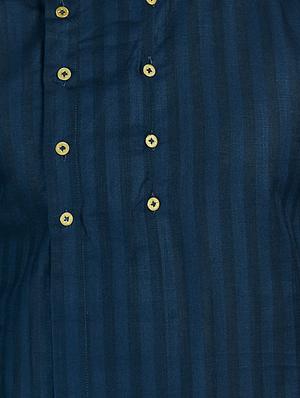 navy blue striped kurta pyjama set - 17557177 - Standard Image - 4