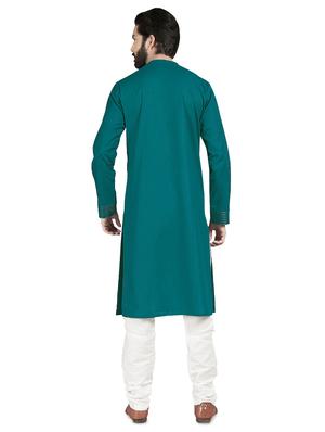 green solid pintucked kurta pyjama set - 17557178 - Standard Image - 3