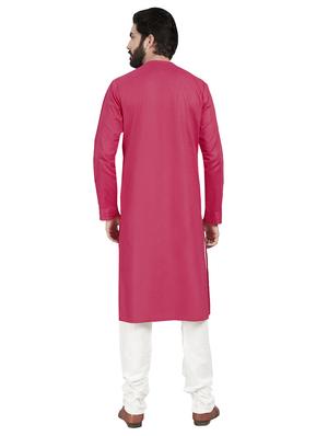 red solid pintucked kurta pyjama set - 17557179 - Standard Image - 3