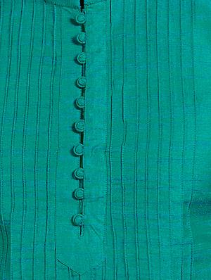green solid pintucked kurta pyjama set - 17557180 - Standard Image - 4