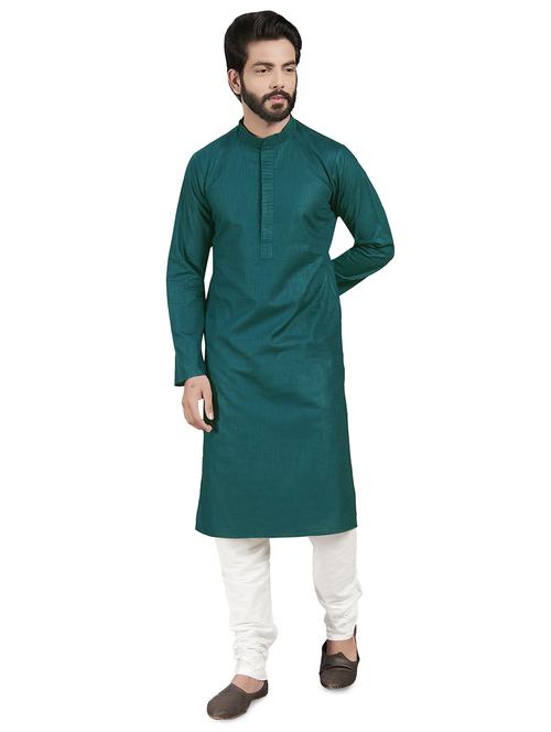 teal solid kurta pyjama set - 17557183 - Standard Image - 1