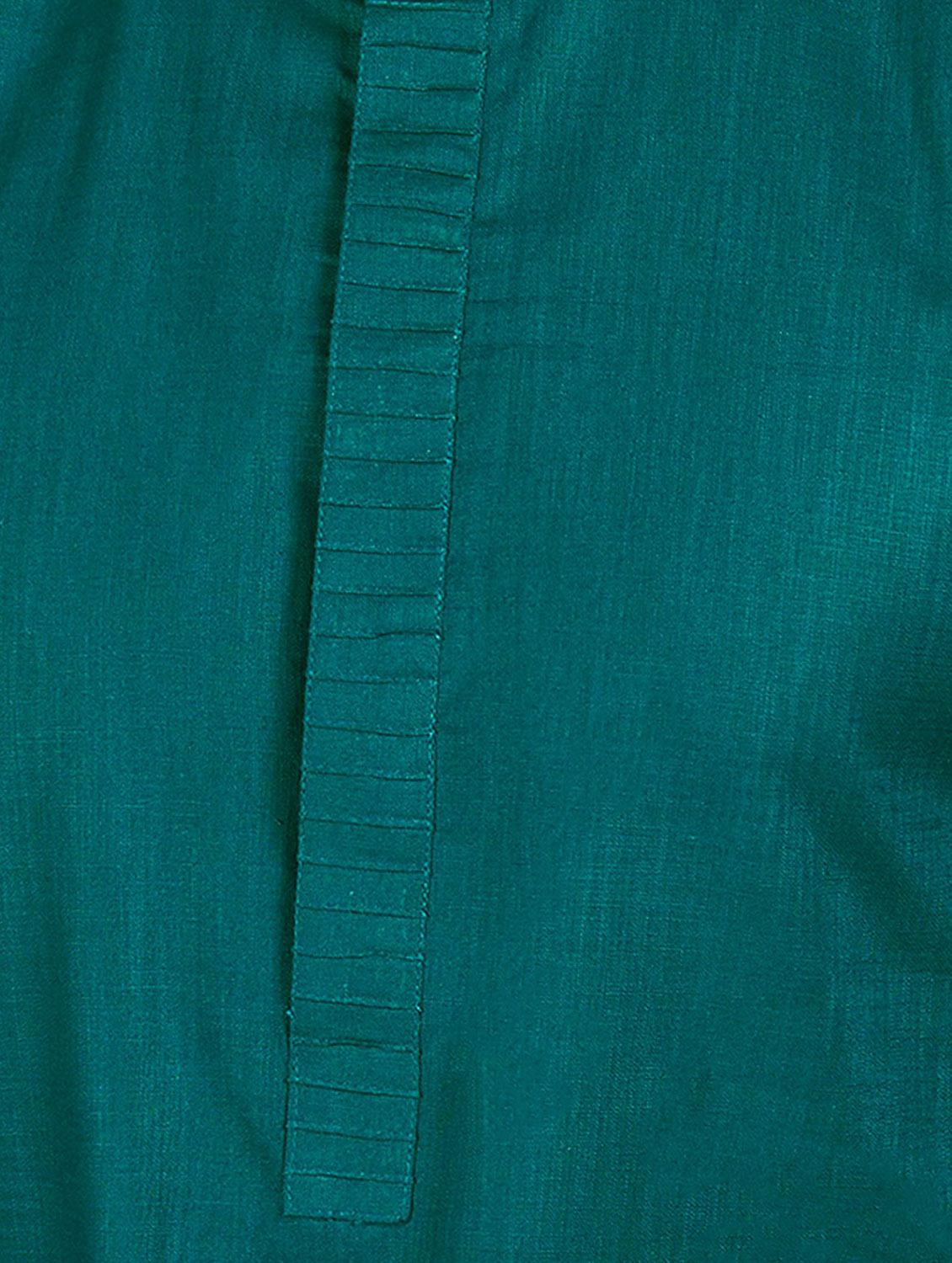 teal solid kurta pyjama set - 17557183 - Zoom Image - 4