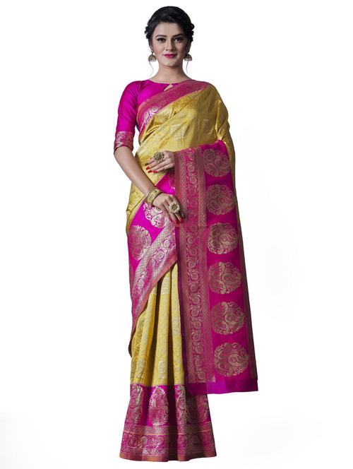 jacquard woven saree with blouse - 17557187 - Standard Image - 1