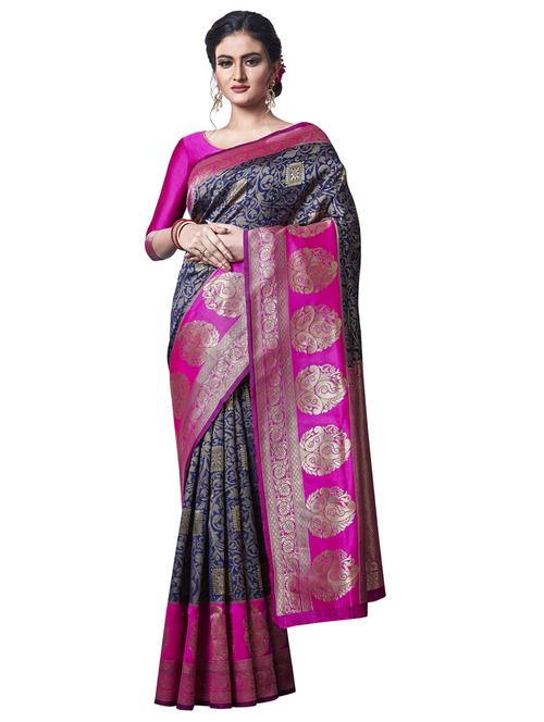 jacquard woven saree with blouse - 17557189 - Standard Image - 1