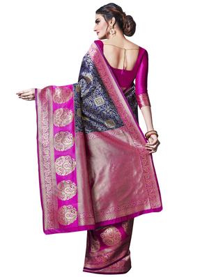 jacquard woven saree with blouse - 17557189 - Standard Image - 2