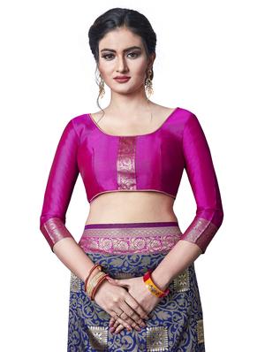 jacquard woven saree with blouse - 17557189 - Standard Image - 3