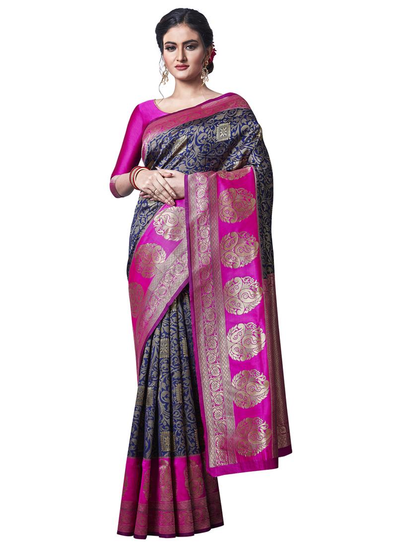 jacquard woven saree with blouse - 17557189 - Zoom Image - 1