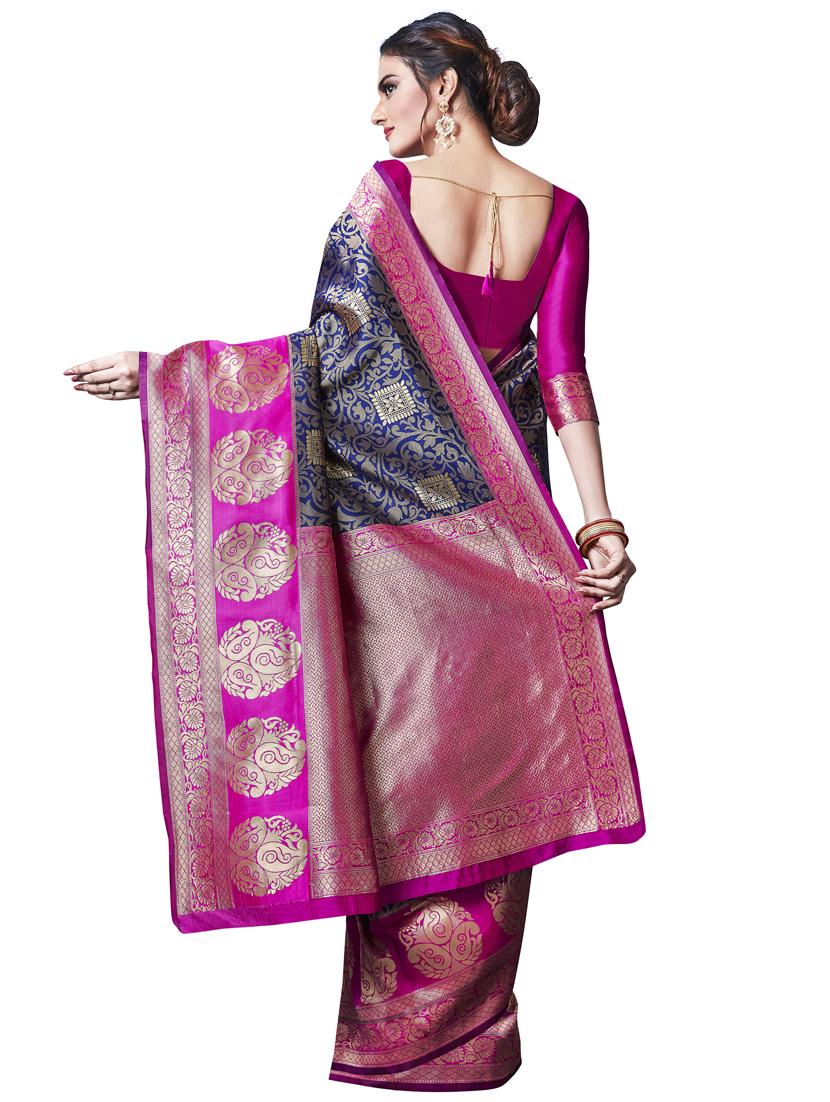 jacquard woven saree with blouse - 17557189 - Zoom Image - 2