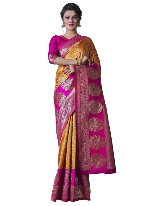 jacquard woven saree with blouse - 17557190 - Standard Image - 1