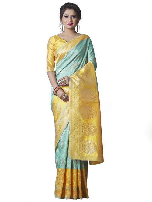 jacquard woven saree with blouse - 17557192 - Standard Image - 1