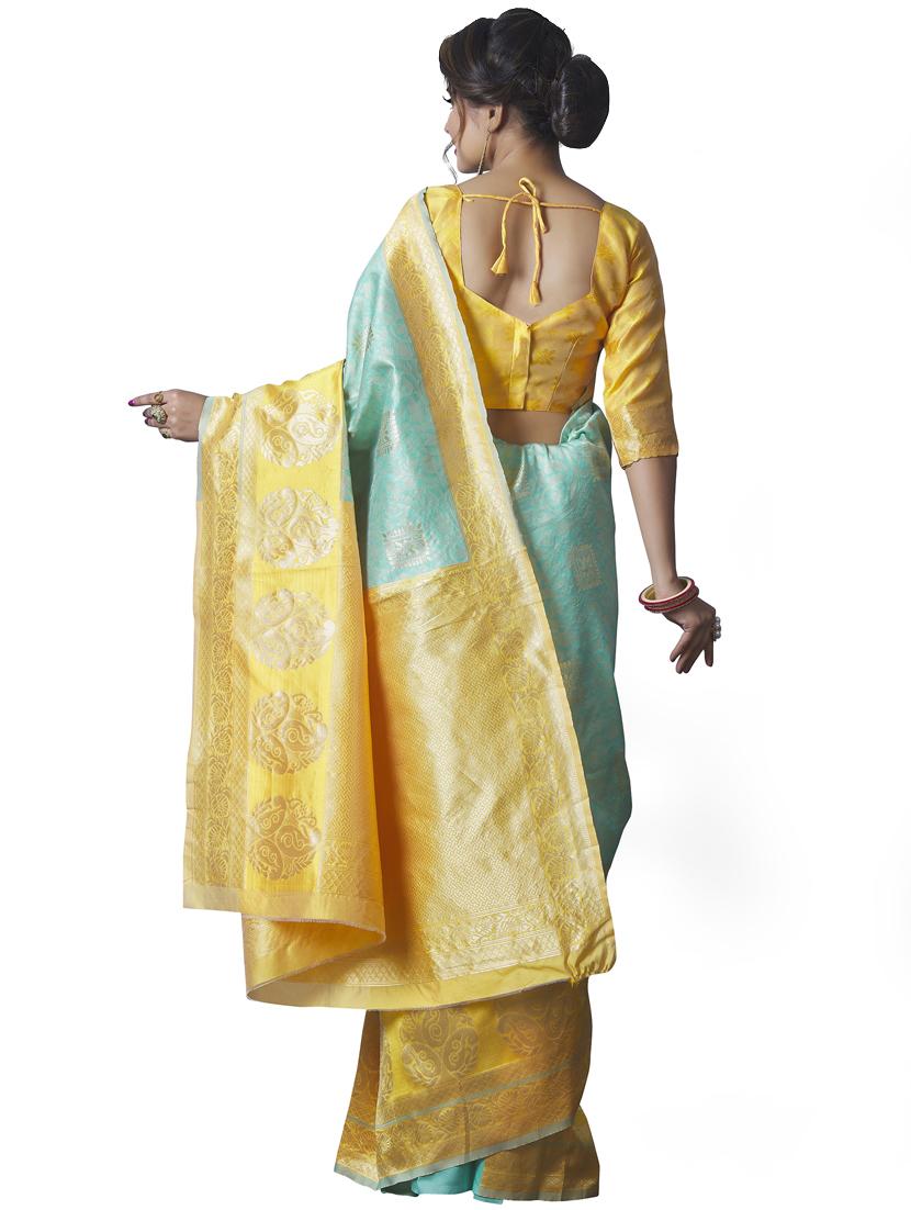 jacquard woven saree with blouse - 17557192 - Zoom Image - 2
