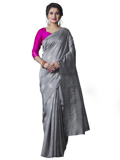 jacquard woven saree with blouse - 17557198 - Standard Image - 1