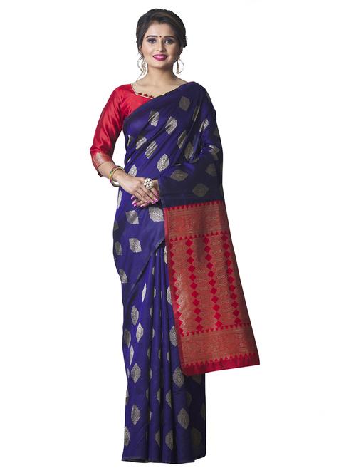 jacquard woven saree with blouse - 17557199 - Standard Image - 1