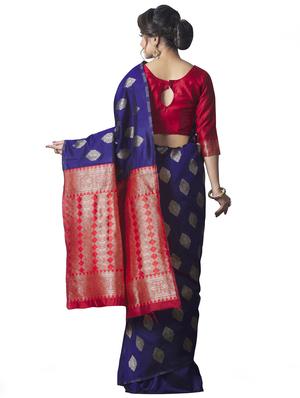 jacquard woven saree with blouse - 17557199 - Standard Image - 2