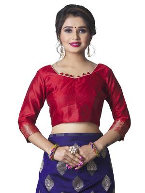 jacquard woven saree with blouse - 17557199 - Standard Image - 3